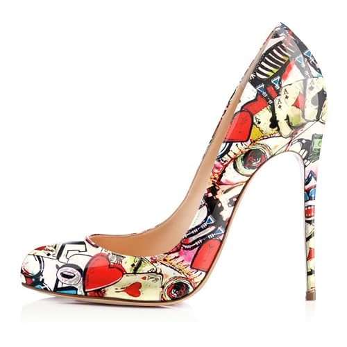EDEFS Modische Damen Pumps Stiletto Heel 4.7 Inches Slip On Runde & Geschlossene Zehe Ideal für Hochzeit Braut & Party Mehrfarbig EU37 von EDEFS