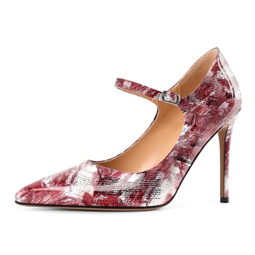 EDEFS Modische Stilettoabsatz Pumps Damen Mary Jane mit 4 Zoll Höhe Spitzenschuh & Metall Schnallendetails Zeitungsrot EU38 EDEFS Modische Stilettoabsatz Pumps Damen Mary Jane mit 4 Zoll Höhe Spitzenschuh & Metall Schnallendetails Zeitungsrot EU38 von EDEFS