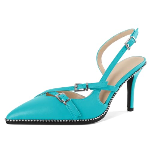 EDEFS Partyperfekte Perlen Pumps Damen Slingback 3,5 Zoll Stilettoabsatz in Matt Optik & Spitzenschuh für Hochzeits Glamour Türkis EU41 EDEFS Partyperfekte Perlen Pumps Damen Slingback 3,5 Zoll Stilettoabsatz in Matt Optik & Spitzenschuh für Hochzeits Glamour Türkis EU41 von EDEFS