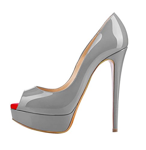 EDEFS Plateau Pumps | Moderne Damen High Heels | Stiletto Schuhe Grau Größe EU38 von EDEFS