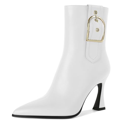 EDEFS Pointed Toe Ankle Boots Damen Sexy Winterstiefel mit 3.3 Zoll High Heels und Schnallenverschluss Geeignet für Partys Fashion Boots Elegante Stiefel Weiß EU36 EDEFS Pointed Toe Ankle Boots Damen Sexy Winterstiefel mit 3.3 Zoll High Heels und Schnallenverschluss Geeignet für Partys Fashion Boots Elegante Stiefel Weiß EU36 von EDEFS
