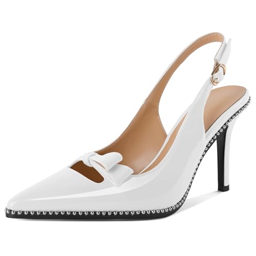 EDEFS Professionelle Spitzenschuh Pumps Damen Slingback 9 cm Stilettoabsatz mit Silberperlen Verzierungen für Hochzeits Eleganz und Arbeits Erfolge Weiß EU42 EDEFS Professionelle Spitzenschuh Pumps Damen Slingback 9 cm Stilettoabsatz mit Silberperlen Verzierungen für Hochzeits Eleganz und Arbeits Erfolge Weiß EU42 von EDEFS