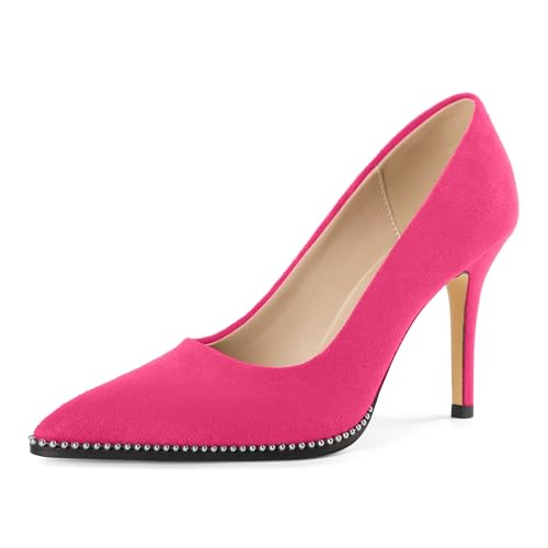 EDEFS Professionelle Spitzenschuh Pumps Damen Slip On 8.5 cm High Heel in Wildleder mit Perlen Akzenten Heißes Rosa EU42 EDEFS Professionelle Spitzenschuh Pumps Damen Slip On 8.5 cm High Heel in Wildleder mit Perlen Akzenten Heißes Rosa EU42 von EDEFS