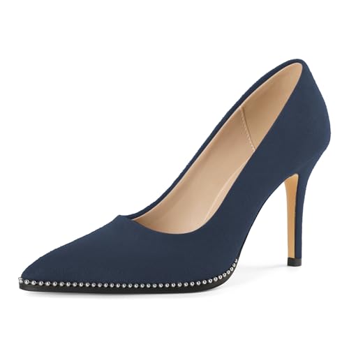 EDEFS Professionelle Spitzenschuh Pumps Damen Slip On 8.5 cm High Heel in Wildleder mit Perlen Akzenten Marineblau EU42 EDEFS Professionelle Spitzenschuh Pumps Damen Slip On 8.5 cm High Heel in Wildleder mit Perlen Akzenten Marineblau EU42 von EDEFS
