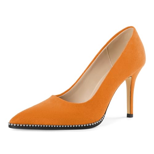 EDEFS Professionelle Spitzenschuh Pumps Damen Slip On 8.5 cm High Heel in Wildleder mit Perlen Akzenten Orange EU42 EDEFS Professionelle Spitzenschuh Pumps Damen Slip On 8.5 cm High Heel in Wildleder mit Perlen Akzenten Orange EU42 von EDEFS