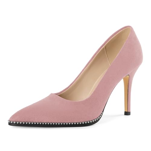 EDEFS Professionelle Spitzenschuh Pumps Damen Slip On 8.5 cm High Heel in Wildleder mit Perlen Akzenten Rosa EU42 EDEFS Professionelle Spitzenschuh Pumps Damen Slip On 8.5 cm High Heel in Wildleder mit Perlen Akzenten Rosa EU42 von EDEFS