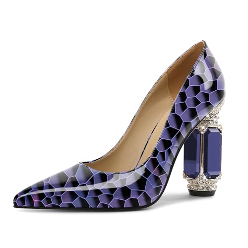 EDEFS Pumps Damen Schlupf Lackleder 9 cm Blockabsatz mit Funkelndem Kristall Strass Spitze Zehe Perfekt für Hochzeiten Galas & Rote Teppich Glänzend Violett EU35 EDEFS Pumps Damen Schlupf Lackleder 9 cm Blockabsatz mit Funkelndem Kristall Strass Spitze Zehe Perfekt für Hochzeiten Galas & Rote Teppich Glänzend Violett EU35 von EDEFS