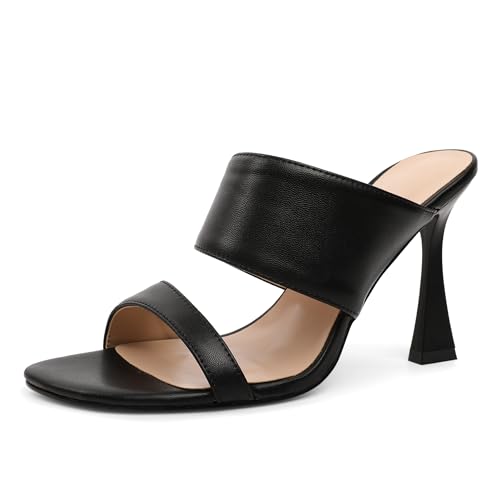 EDEFS Sandalen Damen 10 cm Stiletto Absatz Hoher Absatz Mules Slip On mit Quadratischem Offenem Zehenbereich für Sommer Party Hochzeit Büro & Casual Anlässe Schwarz PU EU44 EDEFS Sandalen Damen 10 cm Stiletto Absatz Hoher Absatz Mules Slip On mit Quadratischem Offenem Zehenbereich für Sommer Party Hochzeit Büro & Casual Anlässe Schwarz PU EU44 von EDEFS