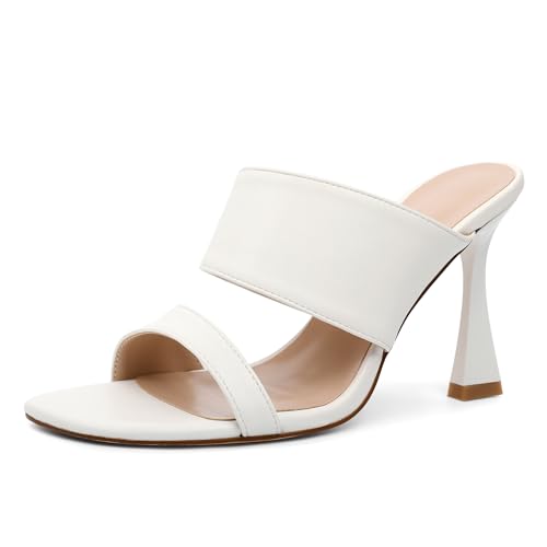 EDEFS Sandalen Damen 10 cm Stiletto Absatz Hoher Absatz Mules mit Quadratischem Offenem Zehenbereich Slip On für Sommer Party Hochzeit Büro & Casual Täglicher Gebrauch Weiß PU EU37 EDEFS Sandalen Damen 10 cm Stiletto Absatz Hoher Absatz Mules mit Quadratischem Offenem Zehenbereich Slip On für Sommer Party Hochzeit Büro & Casual Täglicher Gebrauch Weiß PU EU37 von EDEFS