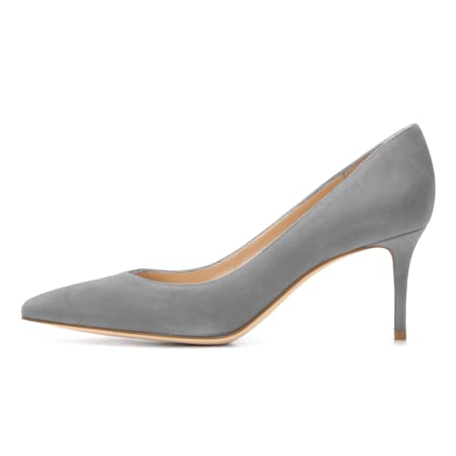 EDEFS Spitz Damen Pumps Klassische Kitten Heel Absatz Pointed Toe Schuhe Grau Größe EU37 von EDEFS