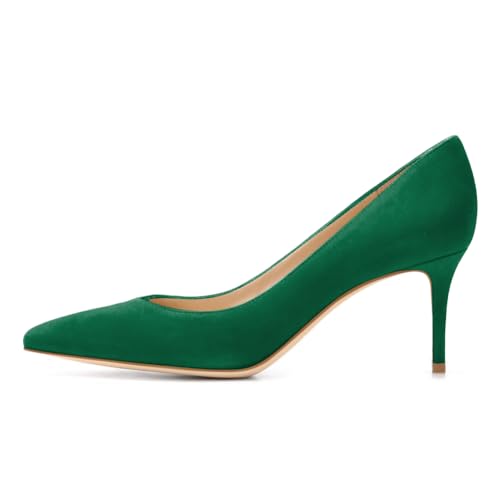EDEFS Spitz Damen Pumps Klassische Kitten Heel Absatz Pointed Toe Schuhe Grün Größe EU41 von EDEFS
