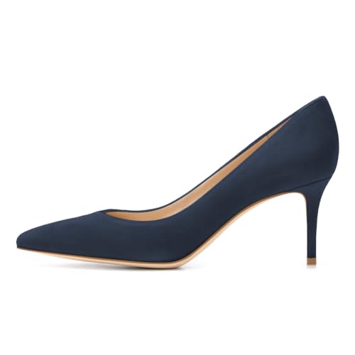 EDEFS Spitz Damen Pumps Klassische Kitten Heel Absatz Pointed Toe Schuhe Navy Größe EU39 von EDEFS