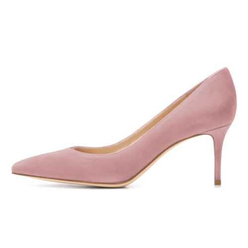 EDEFS Spitz Damen Pumps Klassische Kitten Heel Absatz Pointed Toe Schuhe Pink Größe EU40 von EDEFS