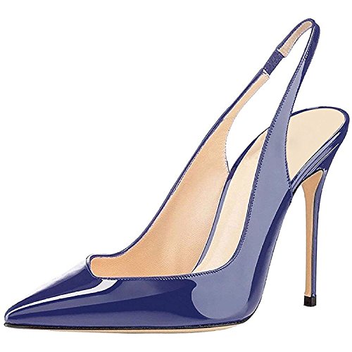 EDEFS Spitz Pumps Slingback Hoher Absatz Pointed Toe Blau Schuhe Größe EU37 von EDEFS