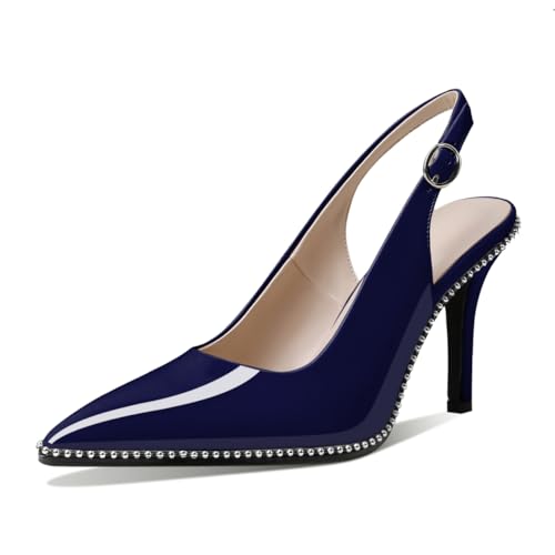 EDEFS Spitz Pumps Slingback Hoher Absatz Pointed Toe Blau Schuhe Größe EU39 von EDEFS