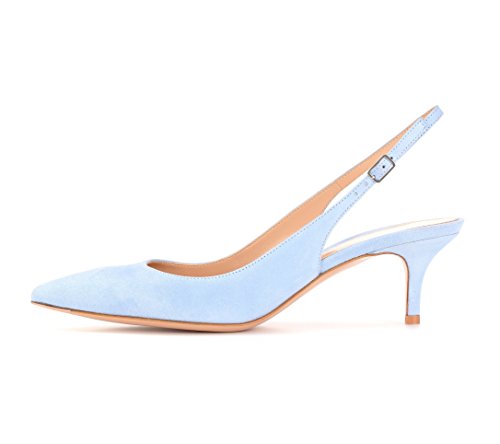 EDEFS Spitze Damen Pumps Abendschuhe Hochzeit Schuhe Baby Blue Größe EU42 von EDEFS
