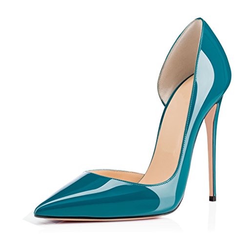 EDEFS Spitze Damen Pumps High Heels Lack Stilettos Schuhe Blau Größe EU39 von EDEFS