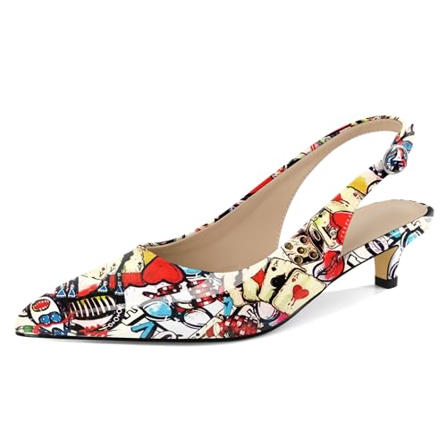 EDEFS Spitze Damen Slingback Pumps mit Schnallenverschluss und 1.6 Inch Kitten Heel Multi EU39 EDEFS Spitze Damen Slingback Pumps mit Schnallenverschluss und 1.6 Inch Kitten Heel Multi EU39 von EDEFS