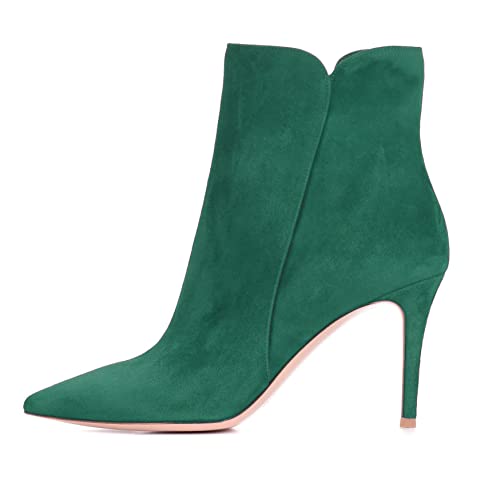 EDEFS Spitzschuh Stiefeletten High Heels Reißverschluss Kleid Schuhe Wildleder Grün Größe EU36 von EDEFS
