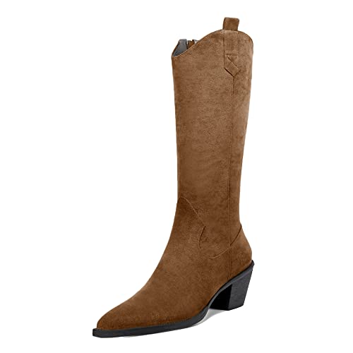 EDEFS Stiefel Damen Halbhohe Kitten Heel Herbst Winter Spitze Zehenkappe Damen Stiefeletten mit Reißverschluss Braun EU36 EDEFS Stiefel Damen Halbhohe Kitten Heel Herbst Winter Spitze Zehenkappe Damen Stiefeletten mit Reißverschluss Braun EU36 von EDEFS