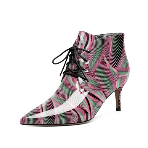 EDEFS Stiefeletten Damen Kitten Absatz Niedriger Absatz Stilvoll Spitze Zehe Reißverschluss 6,5 cm Bequeme Winter Casual Party Stiefel für Hochzeit & Alltag Welle EU40 von EDEFS