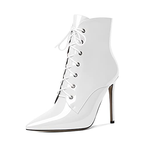 EDEFS Stiefeletten Damen Klassische Frauen Boots Schnürsenkel High Heel Spitze Zehenkappe Komfort Herbst Winter Stiefel Weiß EU44 EDEFS Stiefeletten Damen Klassische Frauen Boots Schnürsenkel High Heel Spitze Zehenkappe Komfort Herbst Winter Stiefel Weiß EU44 von EDEFS