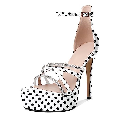 EDEFS Strass-Sandalen für Frauen, Knöchelriemen Stiletto Heel, heel,Plateau mit offener Spitze,Crossover-Design,Damen Party Heel Speckle EU57 EDEFS Strass-Sandalen für Frauen, Knöchelriemen Stiletto Heel, heel,Plateau mit offener Spitze,Crossover-Design,Damen Party Heel Speckle EU57 von EDEFS