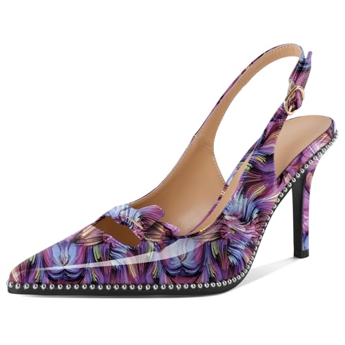 EDEFS Stylischer Spitzenschuh Pumps Damen Slingback Stilettoabsatz mit 9 cm Höhe & Silberperlen Akzenten für Hochzeiten Partys und Büro Arbeit Floral Lila EU38 EDEFS Stylischer Spitzenschuh Pumps Damen Slingback Stilettoabsatz mit 9 cm Höhe & Silberperlen Akzenten für Hochzeiten Partys und Büro Arbeit Floral Lila EU38 von EDEFS