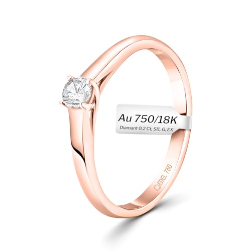 EDELIND 750 Verlobungsring Damen Ø 55 mm Solitär Diamant Ring 0,20 Ct Echt Gold Rotgold Diamantring zur Verlobung mit Elegante Schmuck-Geschenkbox von EDELIND