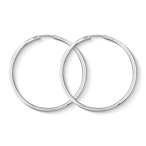 Creolen Echtgold 375 Weißgold – 40 mm, Breite 2 mm – Luxuriöse Damen Ohrringe mit Geschenkbox von EDELIND