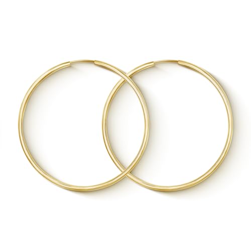 EDELIND Creolen Gold 375 Echtgold 50 mm - groß Ohrringe 2 mm breit - Gelbgold für Damen - mit edler Geschenkbox von EDELIND