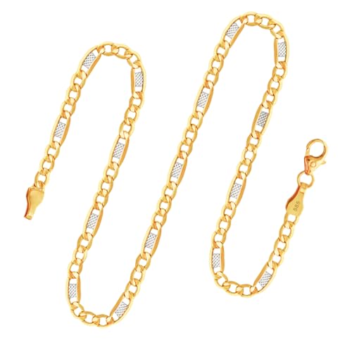 EDELIND Goldkette Herren Damen 585 Echtgold - 3.5mm Fantasiekette 60 cm Bicolor - massiv Halskette mit stilvoller Geschenkbox von EDELIND
