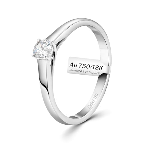 EDELIND 750 Verlobungsring Damen 0,20 Ct Solitär Diamant Ring aus Weißgold Ø 58 mm Ideal für Verlobung oder Geschenk Solitärring in exquisiter Geschenkbox von EDELIND