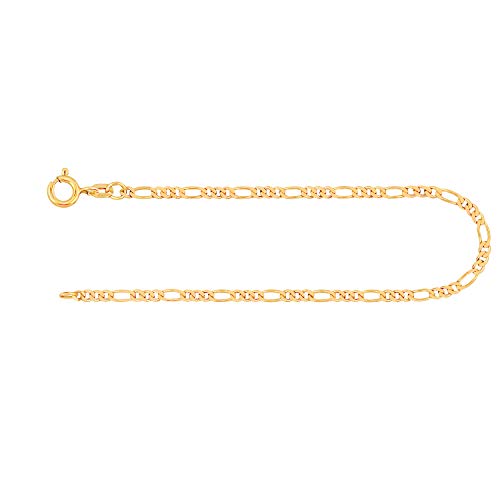 EDELIND Armband Armkette Damen Herren 585 Gold 2.2mm Figarokette diamantiert Gliederung 3+1 Echt Gelbgold Feines Goldarmband 21cm Made in Germany von EDELIND