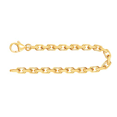 EDELIND Armband Damen Herren 585 Gold 3.8 mm, Bracelet Ankerkette diamantiert 14K Gelbgold, Armkette mit Karabinerverschluss, Länge 21 cm, Goldarmband mit Schmuck Geschenk Box Made in Germany von EDELIND