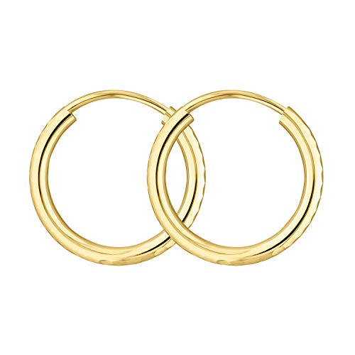 EDELIND Creolen 585 Echtgold 15mm - Ohrringe für Damen Mädchen 14 Karat Gelbgold Breite 2mm - Frauen Ohrschmuck Gold mit Schmuck Geschenk Box Made in Germany von EDELIND