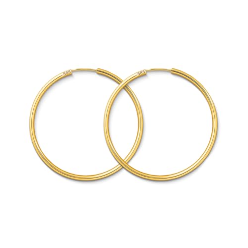 EDELIND Creolen Gold 40mm 585 Gelbgold - Hoop Ohrringe 14 Karat Echt Gold für Damen Mädchen Breite 2 mm - Basic Goldschmuck Damenohrringe mit Schmuck Geschenk Box Made in Germany von EDELIND