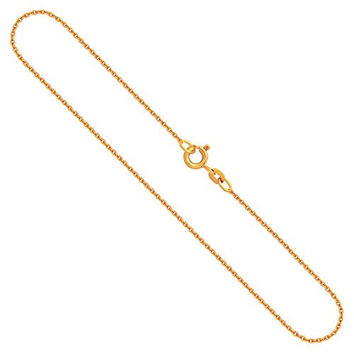 EDELIND Damen Gold Halskette 1.3 mm Ankerkette rund 333 aus Gelbgold Echt Gold Kette Goldkette Länge 36 cm mit Schmuck Geschenk Box Made in Germany von EDELIND