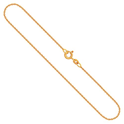 EDELIND Damen Gold Halskette 1.3 mm Ankerkette rund 333 aus Gelbgold Echt Gold Kette Goldkette Länge 40 cm mit Schmuck Geschenk Box Made in Germany von EDELIND