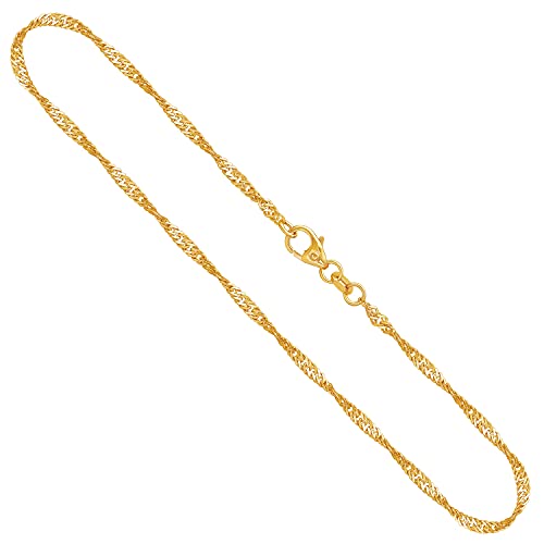 EDELIND Echtgold Kette Damen 2.2 mm, Singapurkette 375 Gold, Goldkette mit Stempel und Karabinerverschluss, Länge 34 cm, Gewicht ca. 2.2 g, Made in Germany von EDELIND