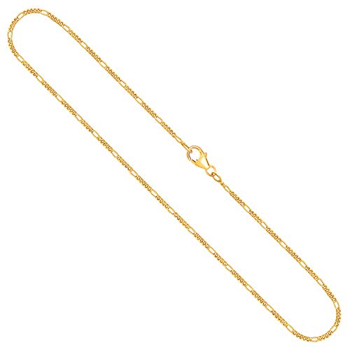 EDELIND Halskette Damen Herren 750 Gold 1.5 mm Goldkette Figarokette Diamantiert aus Gelbgold Länge 42 cm Echt Gold Kette mit Stempel Made in Germany von EDELIND