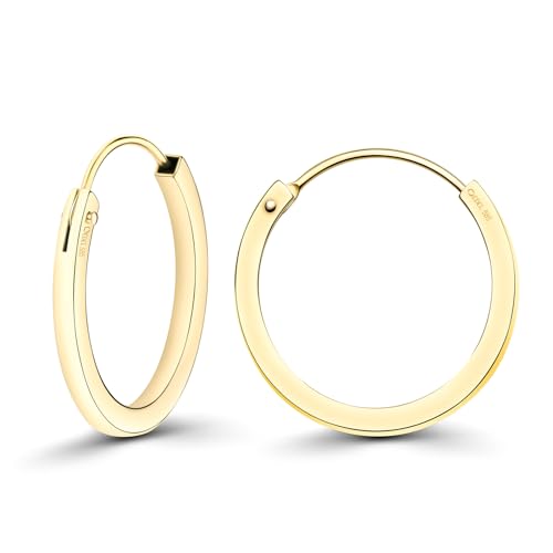 EDELIND Feine Ohrringe Creolen 16mm 585 Echtgold Mini Creolen Set 14 K Gelbgold Breite 1,5 Ohrringe Damen Herren Basic Ohrschmuck mit Schmuck Geschenk Box von EDELIND