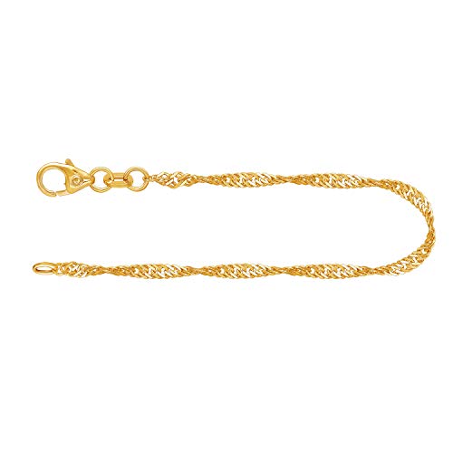 EDELIND Feines Armband Damen 333 Echt Gold 2.2 mm Singapurkette Gelbgold Länge 18,5 cm Goldarmband Armkette mit Schmuck Geschenk Box Made in Germany von EDELIND