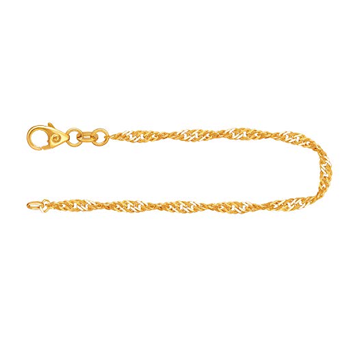 EDELIND Feines Armband Damen 750 Gelbgold Bracelet Singapurkette 2.4mm Armkette 18 Karat Echtgold Goldarmband mit Stempel Länge 21cm Made in Germany von EDELIND