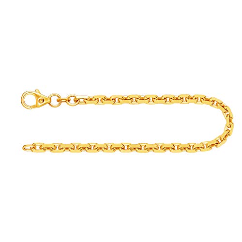 EDELIND Feines Armband Damen Herren 333 Echt Gold 3 mm, Ankerkette diamantiert 8K Gelbgold, Armkette mit Karabinerverschluss Länge 21 cm Goldarmband mit Schmuck Geschenk Box Made in Germany von EDELIND