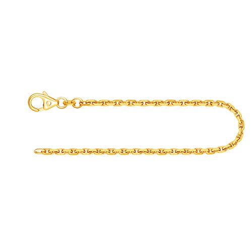 EDELIND Feines Armband Damen Herren Echt Gold 2 mm Ankerkette diamantiert aus 750 Gelbgold Goldarmband Länge 18.5 cm Gewicht ca. 5.5 g Made in Germany von EDELIND