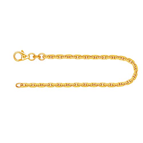 EDELIND Feines Armband Damen Herren Echt Gold 2.5 mm Ankerkette diamantiert aus 585 Gelbgold Goldarmband Länge 21 cm Gewicht ca. 7.3g Made in Germany von EDELIND