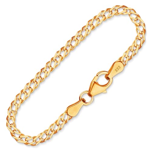 EDELIND Feines Armband Damen Herren Echt Gold 2.9 mm Zwillingspanzerkette aus 333 Gelbgold Goldarmband Länge 21.5 cm mit Geschenk Box Made in Germany von EDELIND