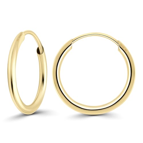 EDELIND Creolen Gold 585 Echtgold 15 mm Mini Creolen Set 14K Gelbgold Breite 1,3 mm Goldene Ohrringe für Damen Mädchen Herren mit Schmuck Geschenk Box von EDELIND