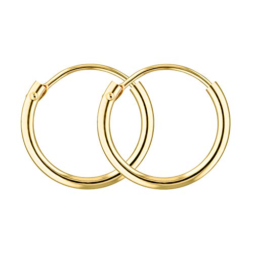 EDELIND Filigrane Creolen Echt Gold 13mm 333 Gelbgold Ohrringe Echtgold Damen Herren Breite 1,3mm Hoop Ohrringe Set mit Geschenk Box Made in Germany von EDELIND